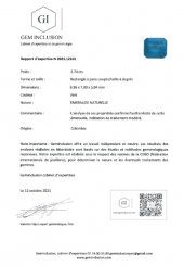 Emeraude taille facettée - Origine : Colombie - Poids environ 2.74 carats