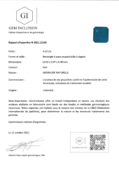 Emeraude taille carrée facettée - Origine : Colombie - Poids 4.52 carats
