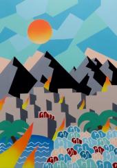 FULL1 - Summer Mountain - Acrylique sur toile, signée au dos