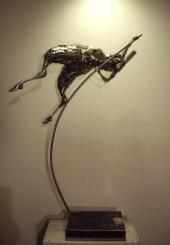 Farid ACHEZEGAG (né en 1971) - Bubka Bis - Sculpture en acier et galets