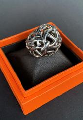 HERMES - Bague en argent 925 millièmes modèle Chaîne d'ancre enchaînée - signée