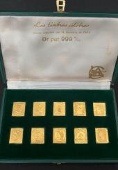 Les Timbres Célèbres - 10 pièces en or pur 24 carats frappées par la Monnaie de Paris